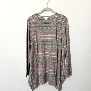 [J. Jill] Pure Jill Striped Scoop Neck Marled Long Sleeve Tunic Top NWT Sz Large